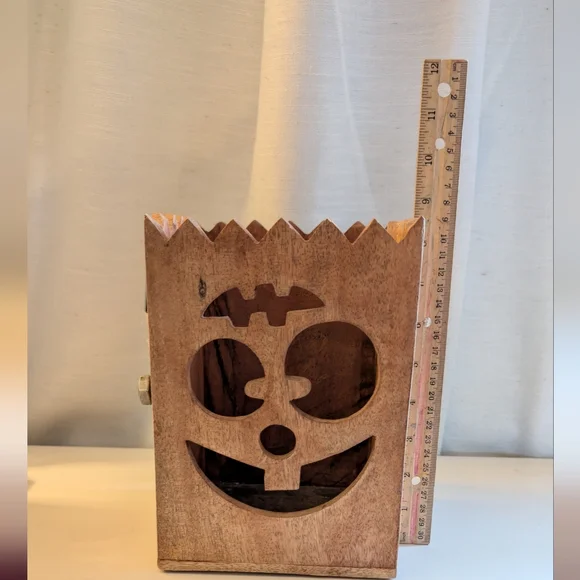 Frankenstein Wooden Halloween Lantern with Rope Handle - Picture 6 of 7